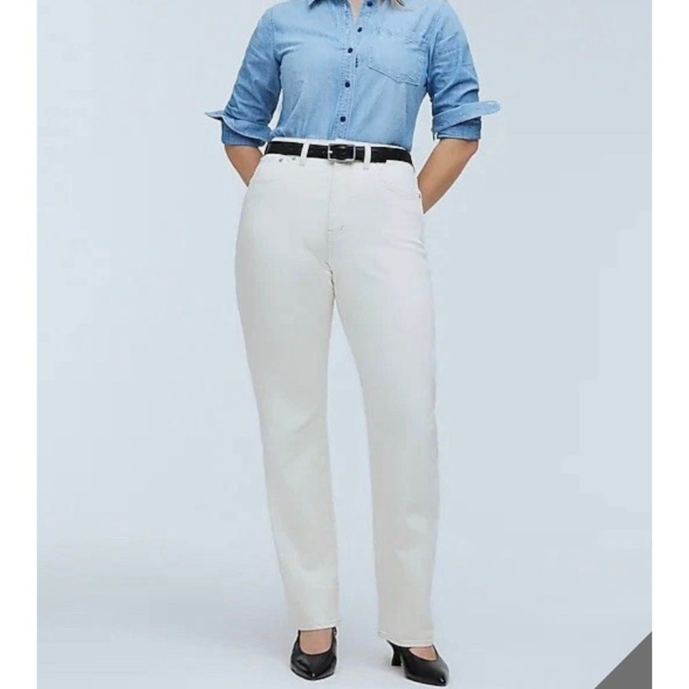 Madewell 90s Straight Curvy Jeans Womens 32 White NA6148‎ High Rise Denim